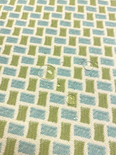 Load image into Gallery viewer, 2.5 Yards Brunschwig &amp; Fils New Briquetage Aqua Lime Cotton Indoor Outdoor Upholstery Fabric STA 6324