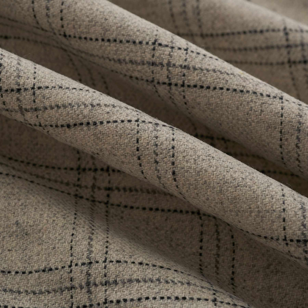 Wool Blend Grey Black Plaid Upholstery Fabric FB
