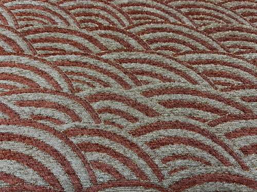 Art Deco Mustard Gold Metallic Burnt Orange Art Deco Chenille Upholstery Fabric