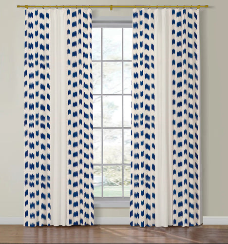 Schumacher Izmir Ikat Stripe Side Drapery Panels