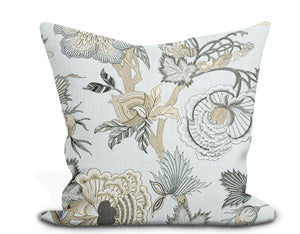 Botanical Thibaut Willow Tree Navy Throw Pillow Cover