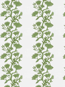 Cotton Linen Cream Green Floral Crewel Embroidered Drapery Fabric FB