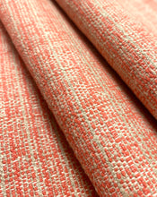 Load image into Gallery viewer, Designer Water Stain Resistant Coral Orange Taupe MCM Mid Century Modern Tweed Upholstery Fabric STA 5157