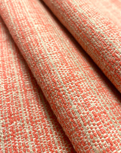 Designer Water Stain Resistant Coral Orange Taupe MCM Mid Century Modern Tweed Upholstery Fabric STA 5157