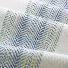 Load image into Gallery viewer, Cotton Cream Navy Blue Yellow Herringbone Stripe Upholstery Drapery Fabric FB