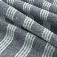 Load image into Gallery viewer, Cotton Blend Navy Blue White Teal Stripe Upholstery Drapery Fabric FB