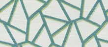 Load image into Gallery viewer, Bella Dura Indoor Outdoor Florida Keys Geometric Abstract  Ivory Teal Green Upholstery Drapery Fabric FB
