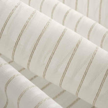 Load image into Gallery viewer, 118” Wide Semi Sheer White Beige Stripe Drapery Fabric FB
