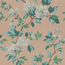 Load image into Gallery viewer, Cotton Linen Blend Green Pink Cream Blue Floral Upholstery Drapery Fabric FB