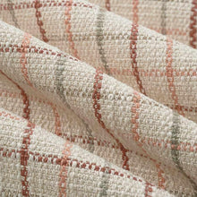 Load image into Gallery viewer, Cotton Coral Beige Pink Grey Plaid Check Upholstery Drapery Fabric FB
