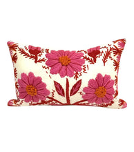 Load image into Gallery viewer, 9” X 16” Schumacher Marguerite Embroidery Blossom Lumbar Pillow Cover