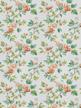 Load image into Gallery viewer, Cotton Linen Blend Green Coral Cream Blue Floral Upholstery Drapery Fabric FB
