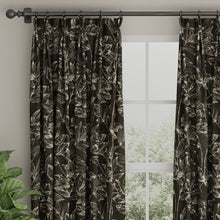 Load image into Gallery viewer, Charcoal Black Ivory Floral Upholstery Fabric