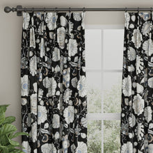 Load image into Gallery viewer, Charcoal Black Ivory Taupe Floral Upholstery Fabric