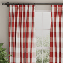 Load image into Gallery viewer, White Red Buffalo Check Plaid Upholstery Fabric
