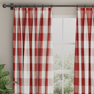 White Red Buffalo Check Plaid Upholstery Fabric