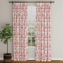 Load image into Gallery viewer, Cream Burgundy Red French Scenic Toile Drapery Upholstery Fabric