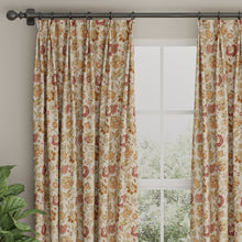 Load image into Gallery viewer, Beige Red Orange Gold Green Floral Drapery Upholstery Fabric