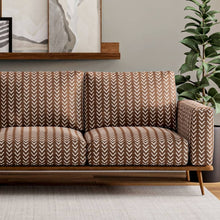 Load image into Gallery viewer, Heavy Duty  Brown Cream Cotton Herringbone Ethnic Geometric Upholstery Fabric
