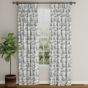 Ivory Grey French Country Toile Drapery Upholstery Fabric