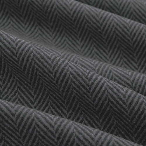 Wool Blend Charcoal Grey MCM Mid Century Modern Herringbone Upholstery Drapery Fabric FB