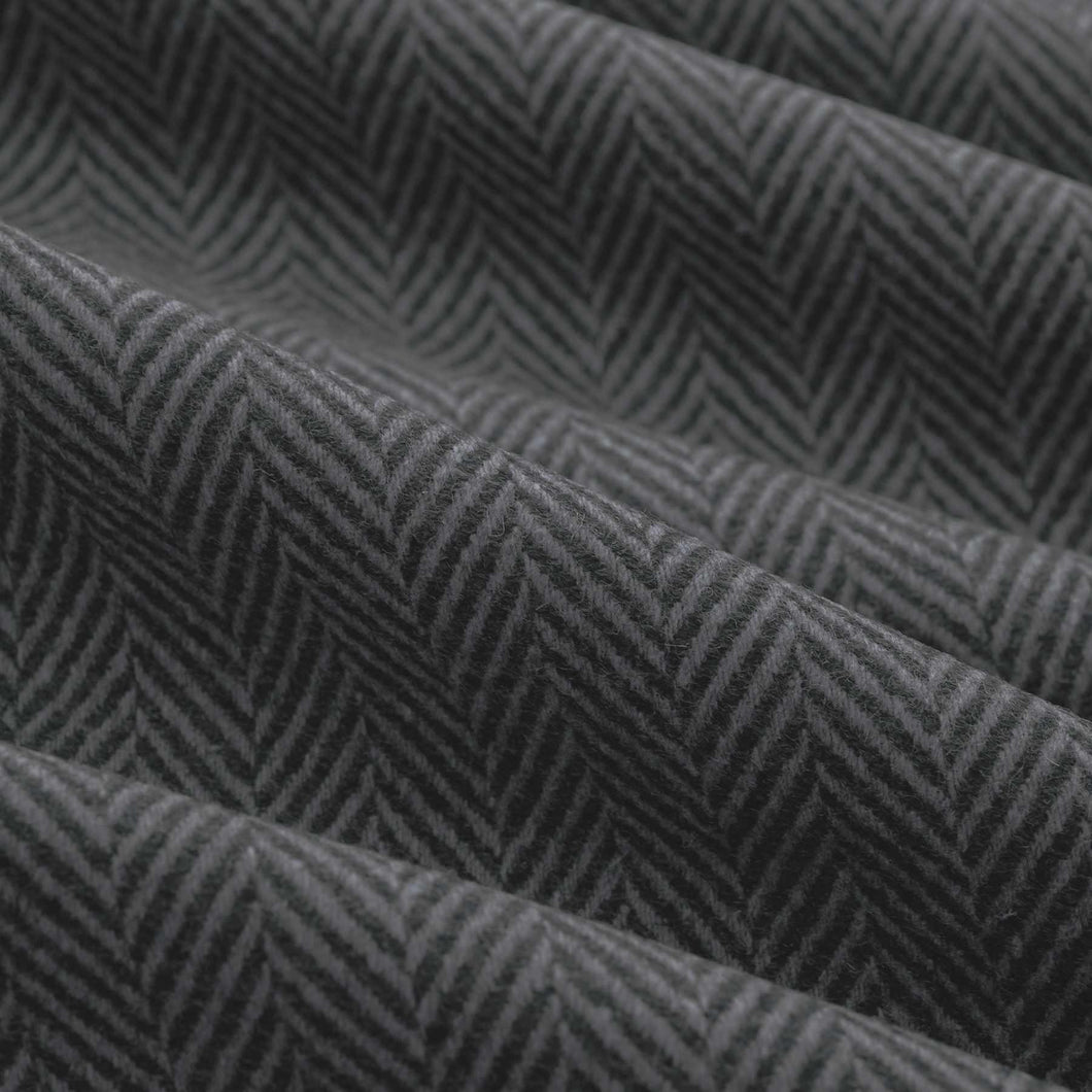 Wool Blend Charcoal Grey MCM Mid Century Modern Herringbone Upholstery Drapery Fabric FB