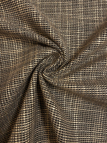 1.5 Yard Designer Water & Stain Resistant Charcoal Black Beige Tweed MCM Mid Century Modern Upholstery Fabric WHS 4574