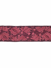 Load image into Gallery viewer, 4&quot; Wide Eggplant Plum Rose Floral Embroidered Drapery Tape Trim