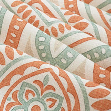 Load image into Gallery viewer, Cotton Cream Beige Coral Teal Green Medallion Upholstery Drapery Fabric FB