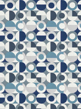 Load image into Gallery viewer, Bella Dura Indoor Outdoor Marvista Geometric Abstract Navy Blue Grey Upholstery Drapery Fabric FB