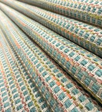 Load image into Gallery viewer, Osborne Little Sarangi NCF 4420-02 Italian Teal Coral Green Tweed Upholstery Fabric STA 5056