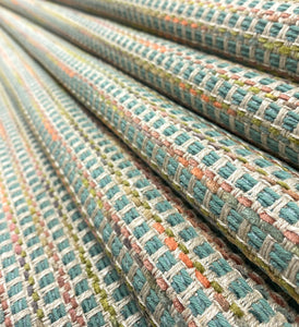 Osborne Little Sarangi NCF 4420-02 Italian Teal Coral Green Tweed Upholstery Fabric STA 5056