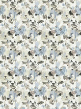 Load image into Gallery viewer, Cotton Linen Charcoal Aqua Blue Beige Taupe Abstract Floral Upholstery Drapery Fabric