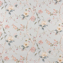Load image into Gallery viewer, Blue Green Blush Pink Cream Floral Cotton Sateen Upholstery Drapery Fabric
