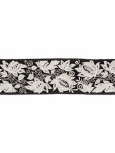 Load image into Gallery viewer, 4&quot; Wide Black White Floral Embroidered Drapery Tape Trim