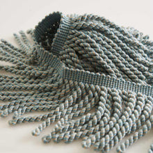 Load image into Gallery viewer, 4.75" Wide Aqua Blue Beige Tassel Bullion Fringe Trim