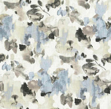 Load image into Gallery viewer, Cotton Linen Charcoal Aqua Blue Beige Taupe Abstract Floral Upholstery Drapery Fabric
