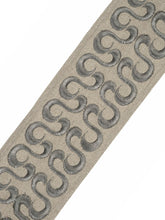Load image into Gallery viewer, 2.75&quot; Wide Linen Beige Grey Embroidered Drapery Tape Trim