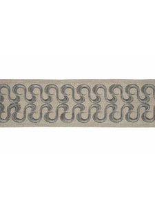 2.75" Wide Linen Beige Grey Embroidered Drapery Tape Trim
