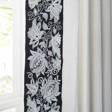 Load image into Gallery viewer, 4&quot; Wide Silver Grey Neutral Floral Embroidered Drapery Tape Trim
