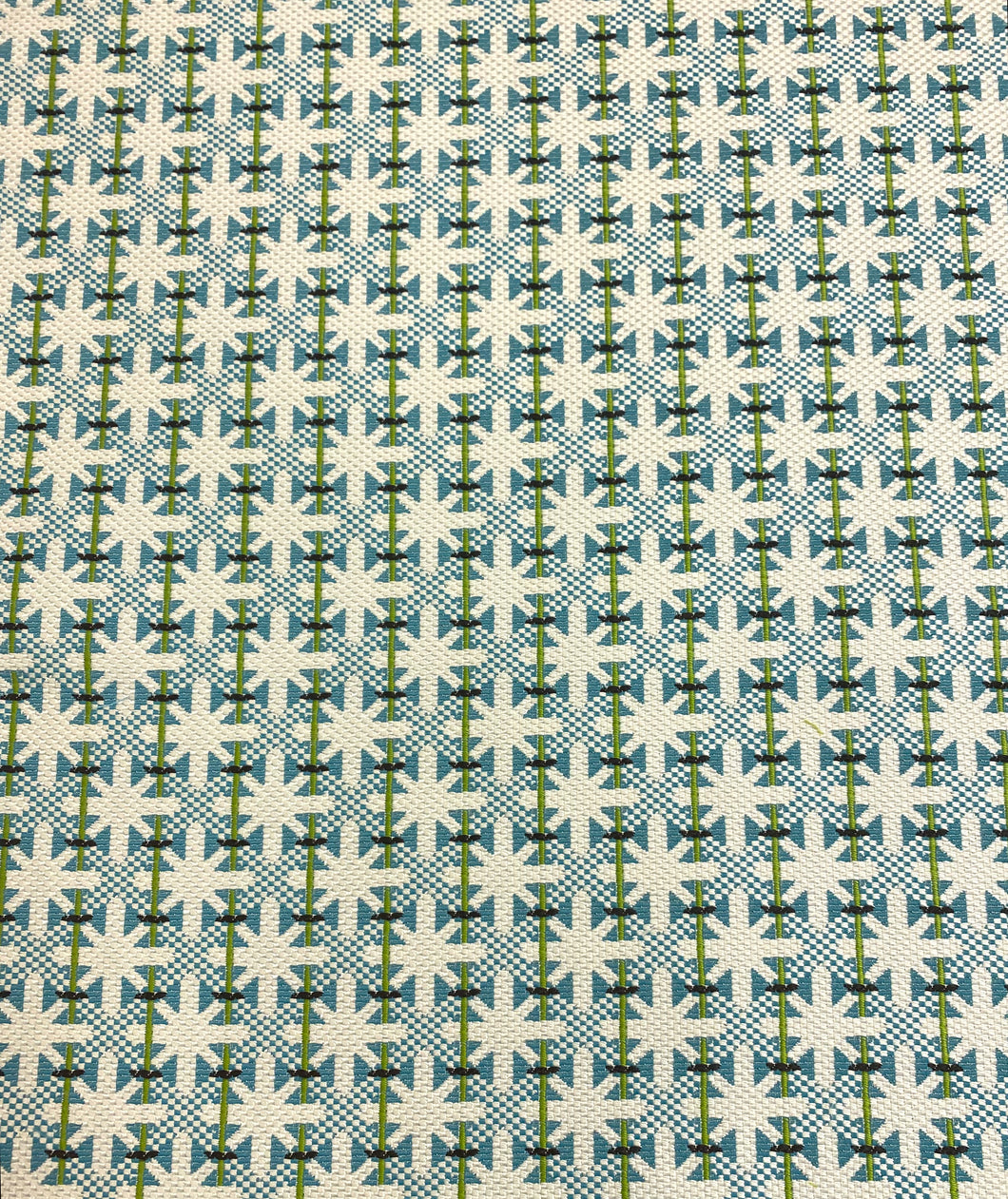 Nobilis Bistro 10827-70 Cyan Blue Green Cream Geometric Upholstery Fabric WHS 5110