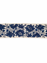 Load image into Gallery viewer, 4&quot; Wide Ivory Navy Blue Floral Embroidered Drapery Tape Trim
