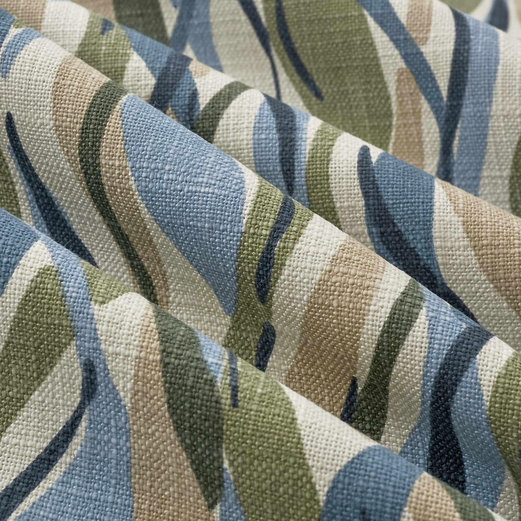 Cotton Cream Green Navy Blue Taupe Abstract Upholstery Drapery Fabric FB