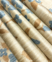 Load image into Gallery viewer, Vintage Water &amp; Stain Resistant Beige Blue Carmel Brown Floral Velvet Upholstery Fabric WHS 5083