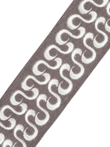 2.75" Wide Grey White Embroidered Drapery Tape Trim
