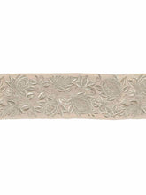Load image into Gallery viewer, 4&quot; Wide Silver Grey Neutral Floral Embroidered Drapery Tape Trim