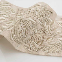 Load image into Gallery viewer, 4&quot; Wide Silver Grey Neutral Floral Embroidered Drapery Tape Trim