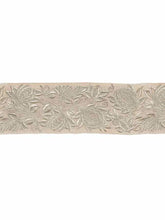 Load image into Gallery viewer, 4&quot; Wide Silver Grey Neutral Floral Embroidered Drapery Tape Trim