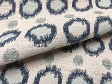 Load image into Gallery viewer, PINDLER MARTIN LAKE STAIN RESISTANT TEAL SEAFOAM GEOMETRIC UPHOLSTERY FABRIC