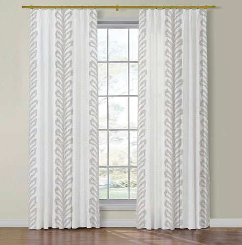 Set of Two Made to Order Thibaut Lenox Sheer Side Drapery Panels